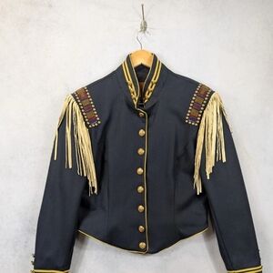 Double D Ranch Black Jacket with Gold Trim and Fringe